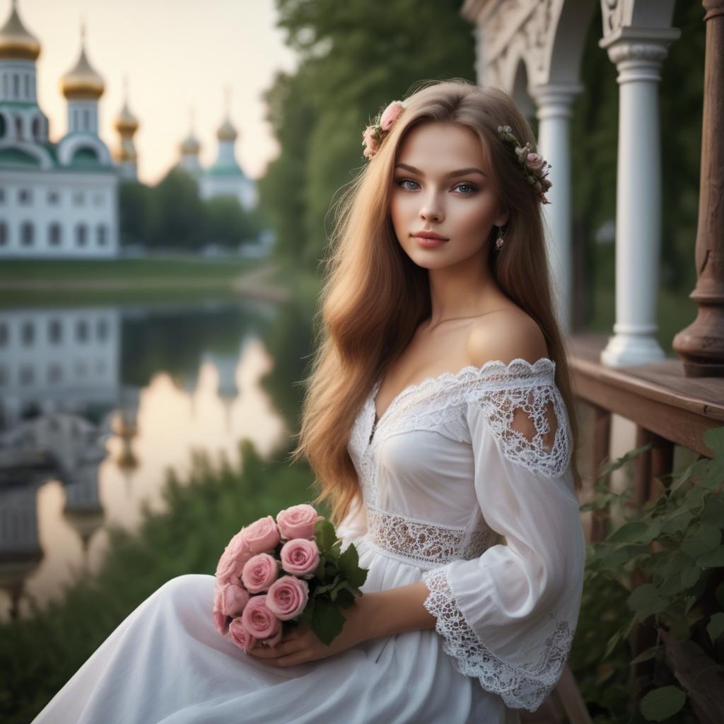 A stunning image of russian beauty in romantic settings.