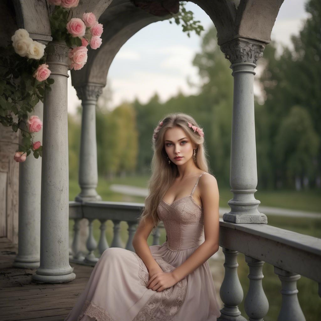A stunning image of russian beauty in romantic settings.