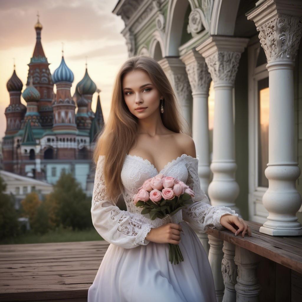 A stunning image of russian beauty in romantic settings.