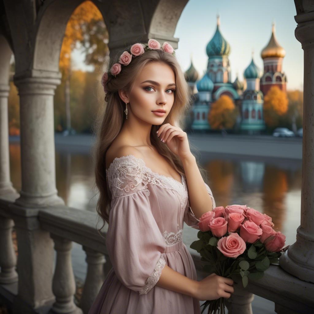 A stunning image of russian beauty in romantic settings.