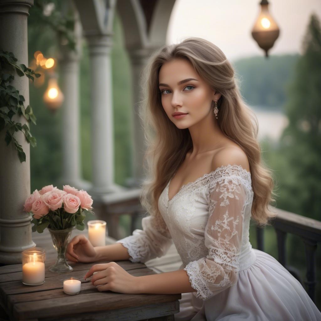 A stunning image of russian beauty in romantic settings.