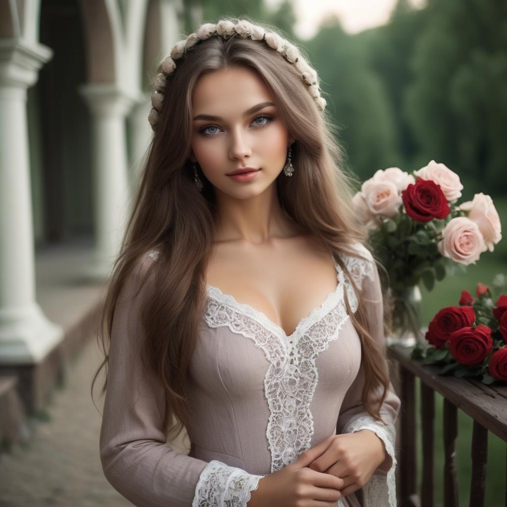 A stunning image of russian beauty in romantic settings.