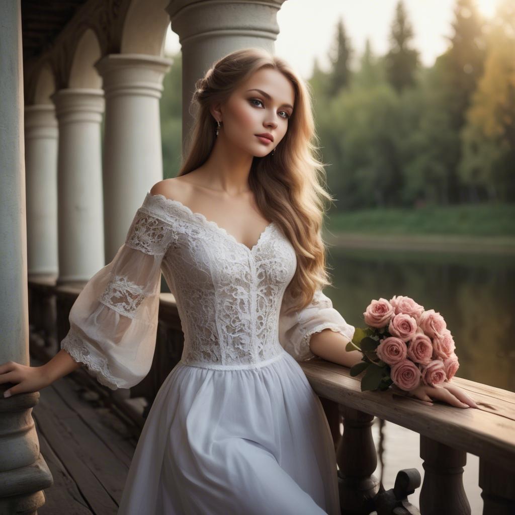 A stunning image of russian beauty in romantic settings.