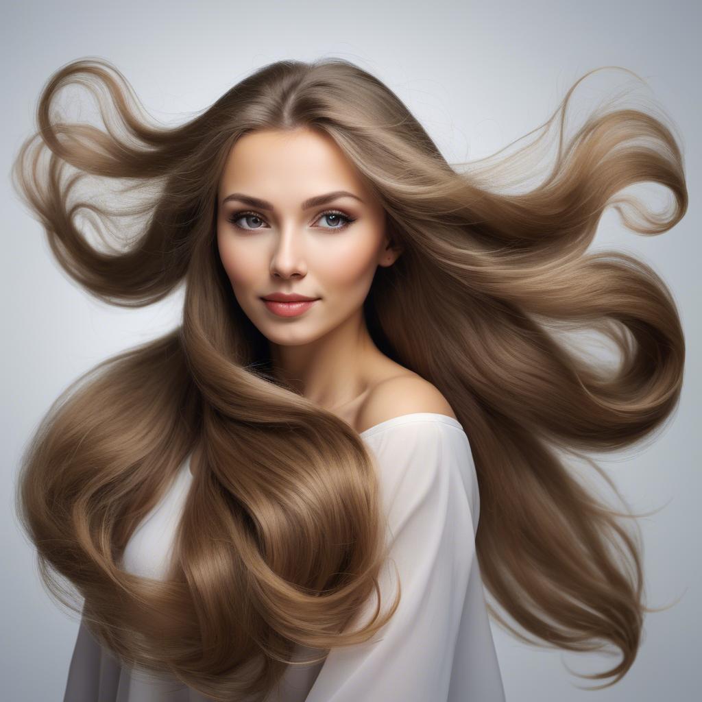 A stunning image of russian woman with flowing hair.