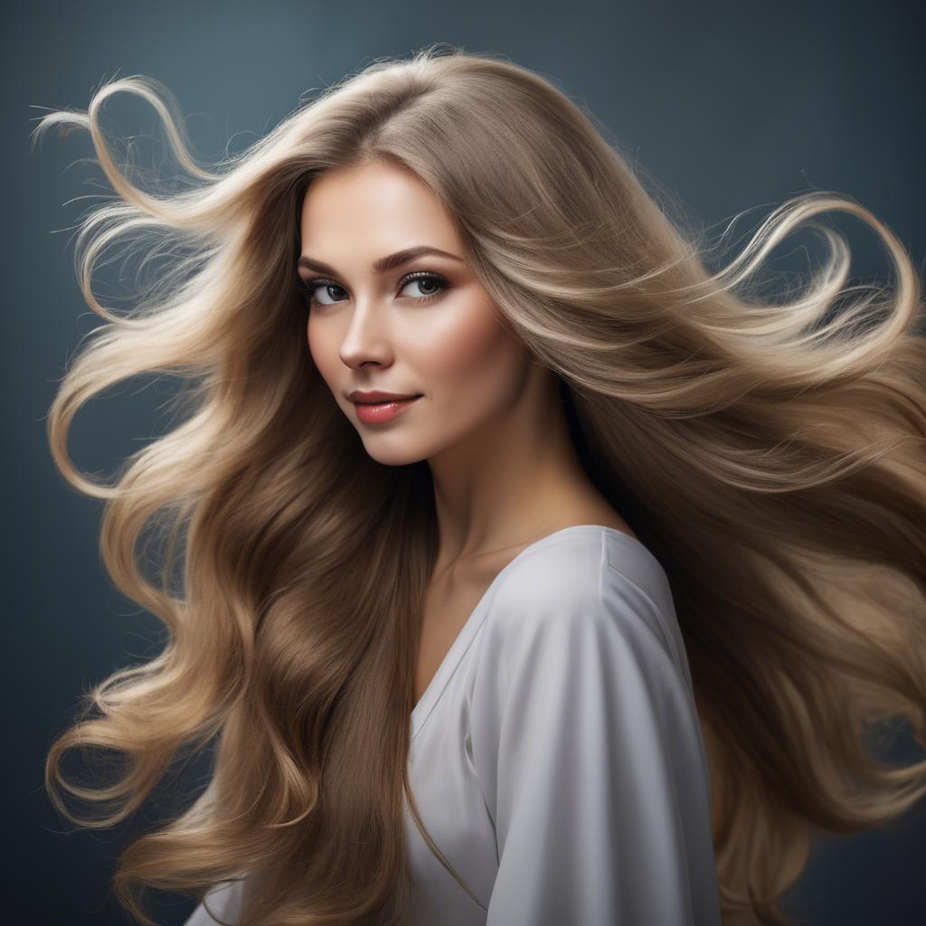 A stunning image of russian woman with flowing hair.