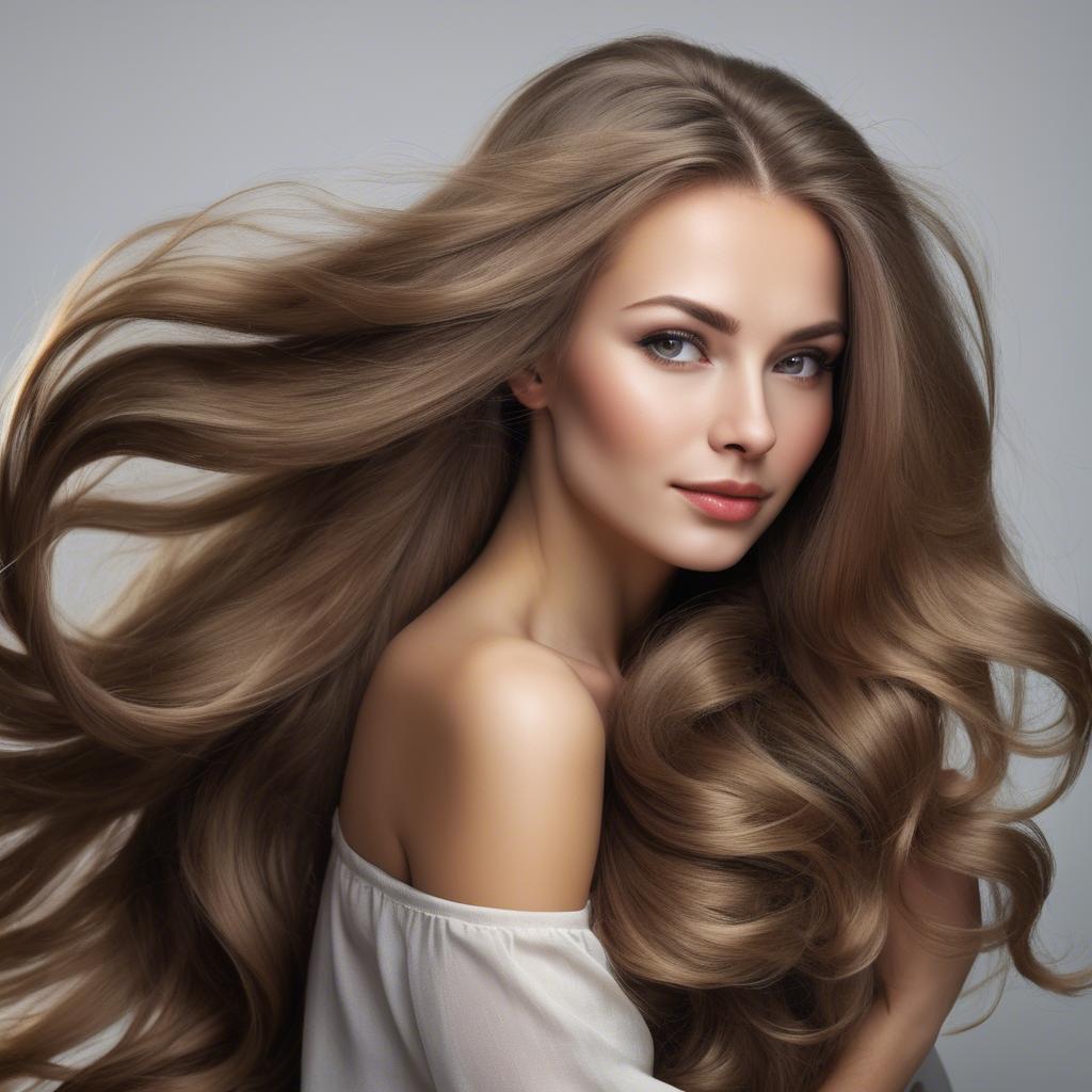 A stunning image of russian woman with flowing hair.