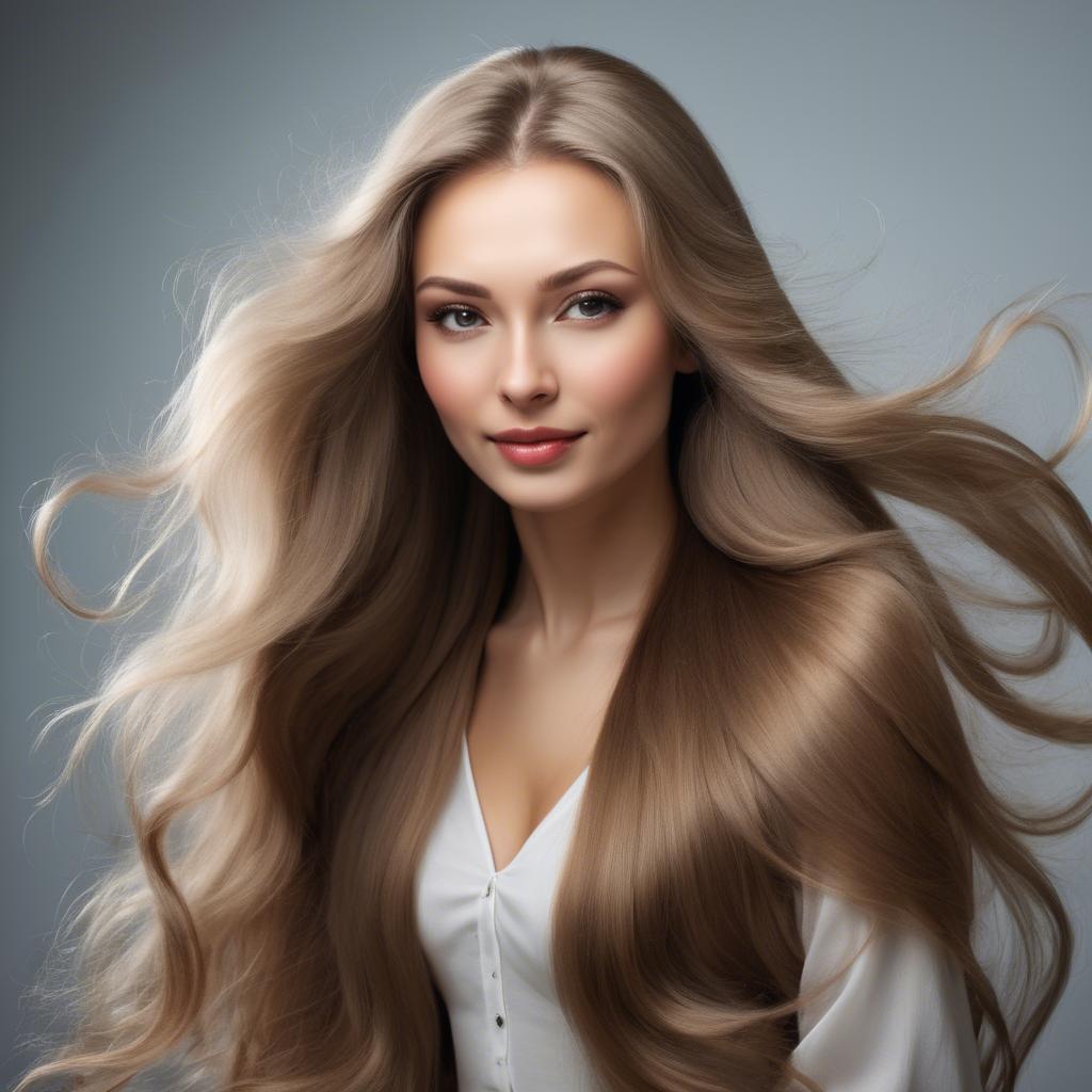 A stunning image of russian woman with flowing hair.
