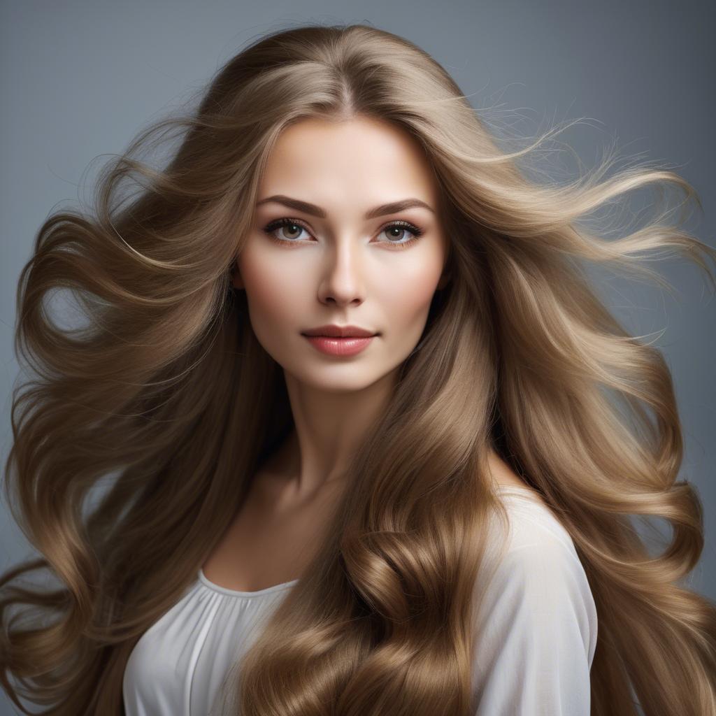 A stunning image of russian woman with flowing hair.