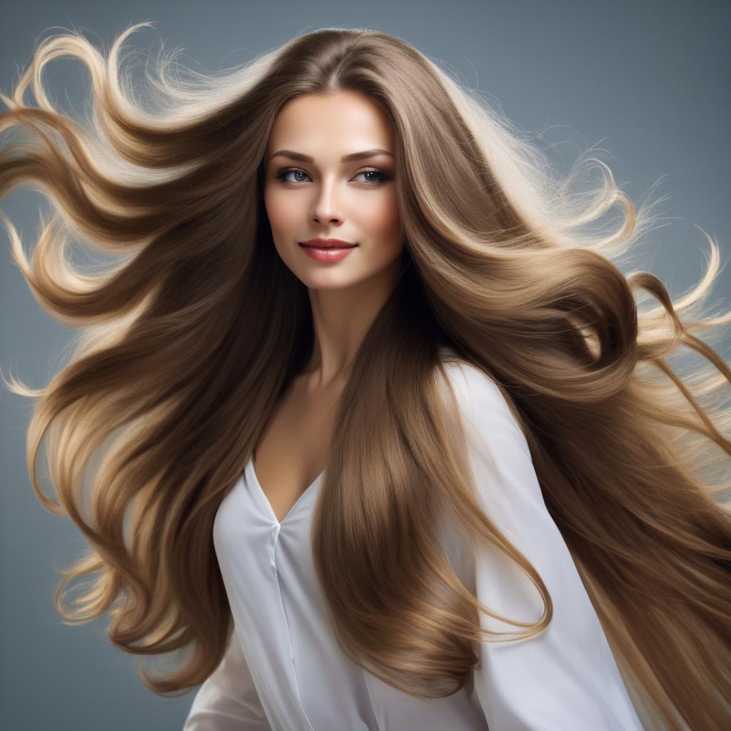 A stunning image of russian woman with flowing hair.