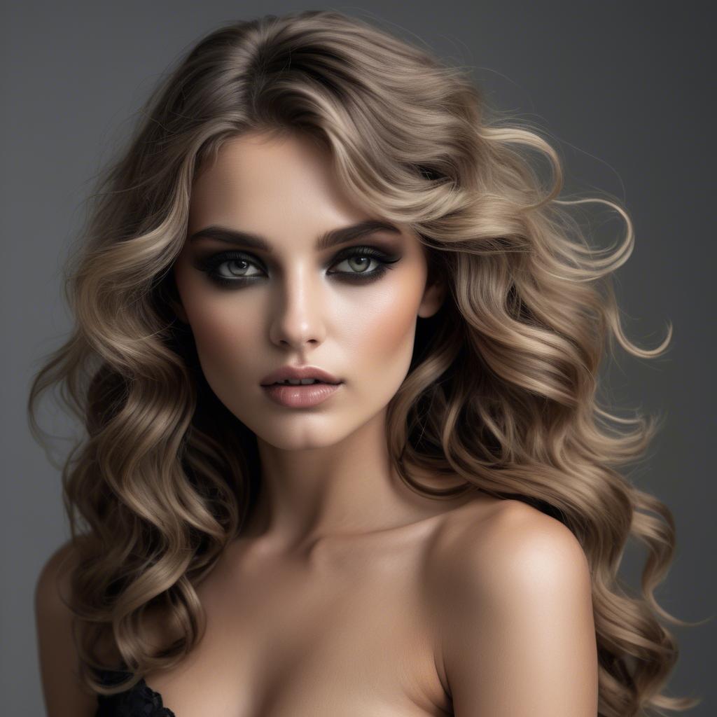 A stunning image of seductive model with smoky eyes and tousled waves.
