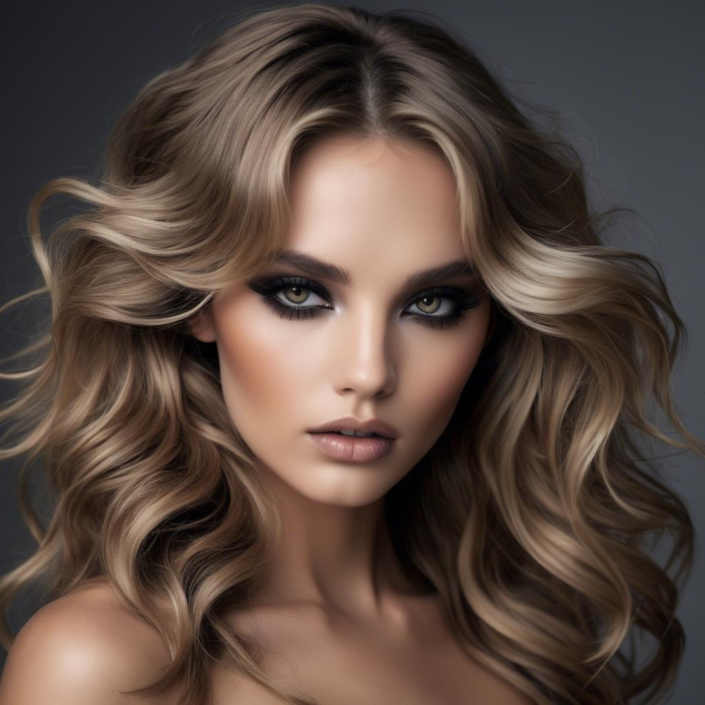 A stunning image of seductive model with smoky eyes and tousled waves.