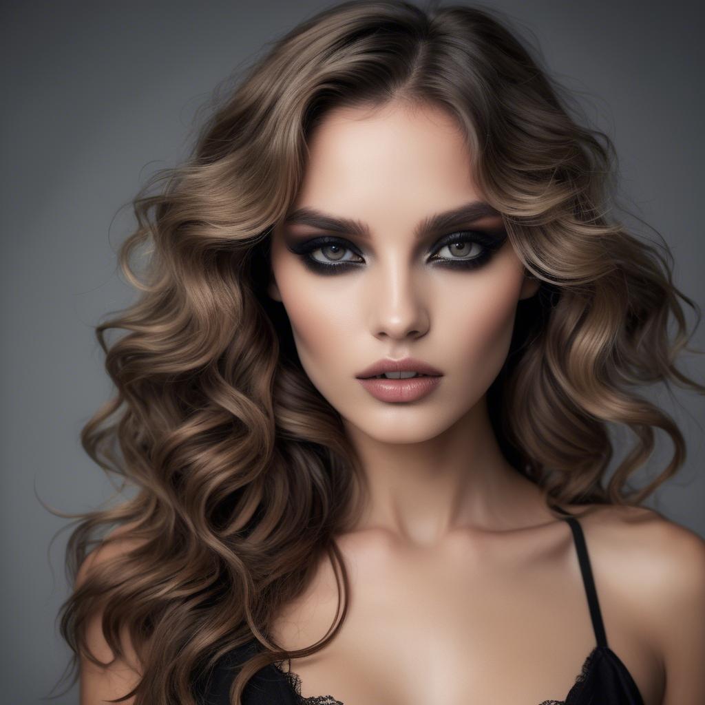 A stunning image of seductive model with smoky eyes and tousled waves.