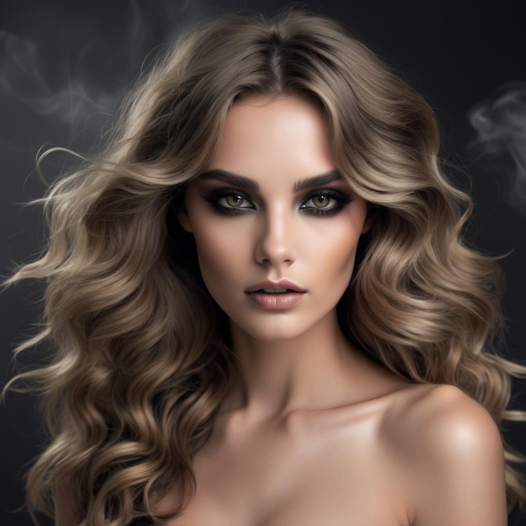 A stunning image of seductive model with smoky eyes and tousled waves.