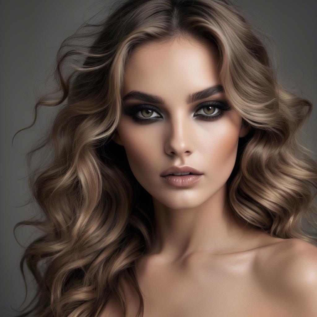 A stunning image of seductive model with smoky eyes and tousled waves.