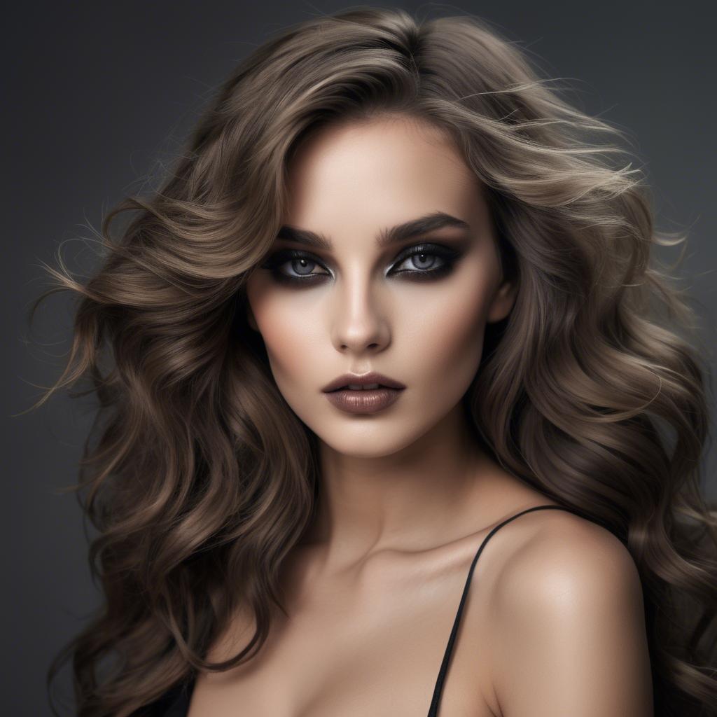 A stunning image of seductive model with smoky eyes and tousled waves.