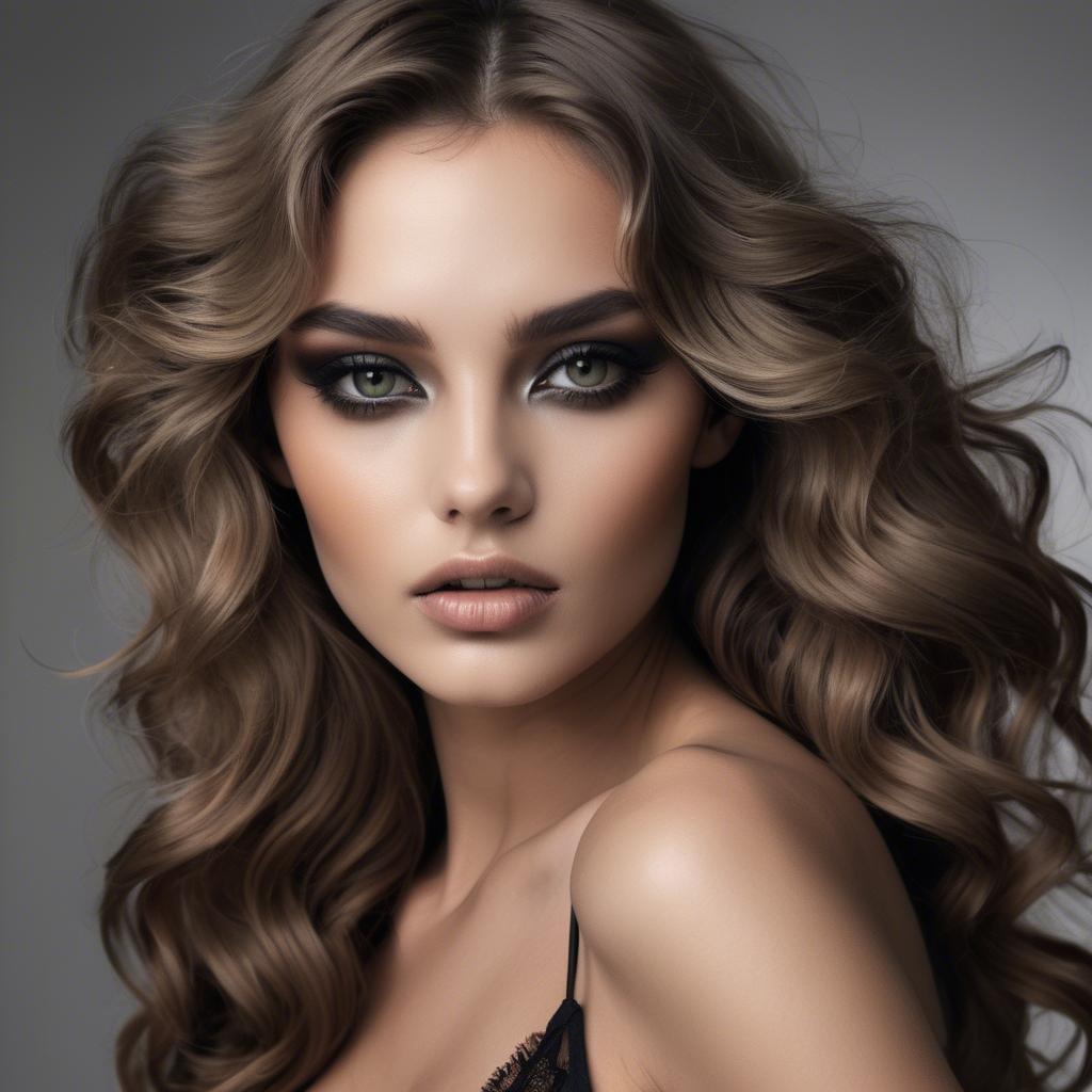A stunning image of seductive model with smoky eyes and tousled waves.