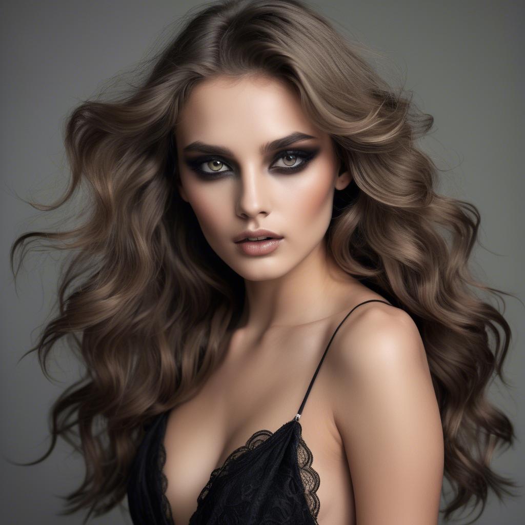 A stunning image of seductive model with smoky eyes and tousled waves.