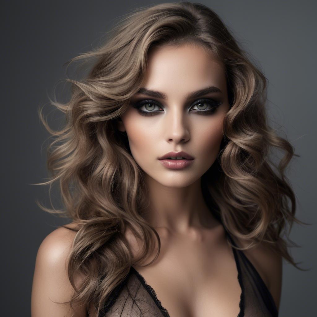 A stunning image of seductive model with smoky eyes and tousled waves.
