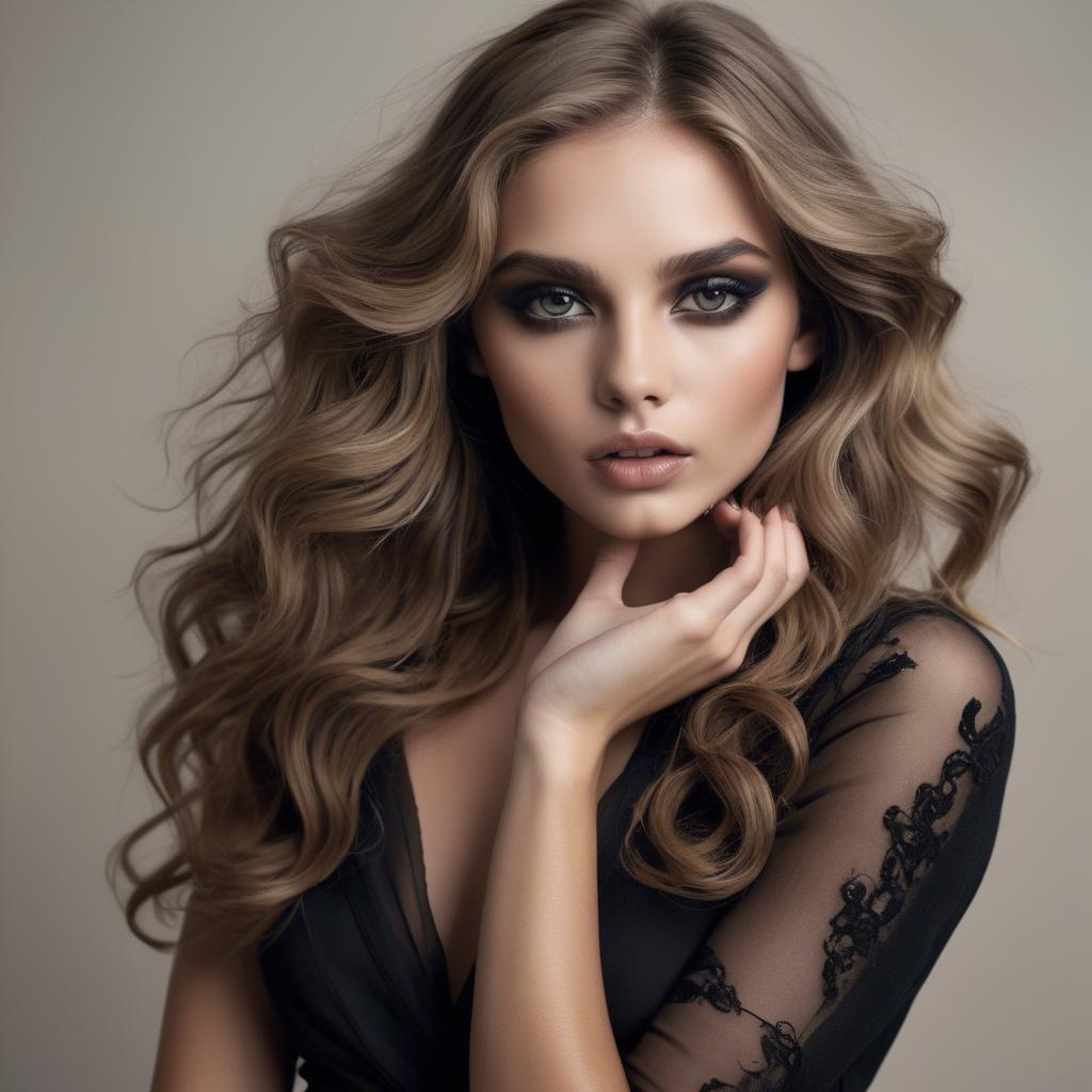 A stunning image of seductive model with smoky eyes and tousled waves.