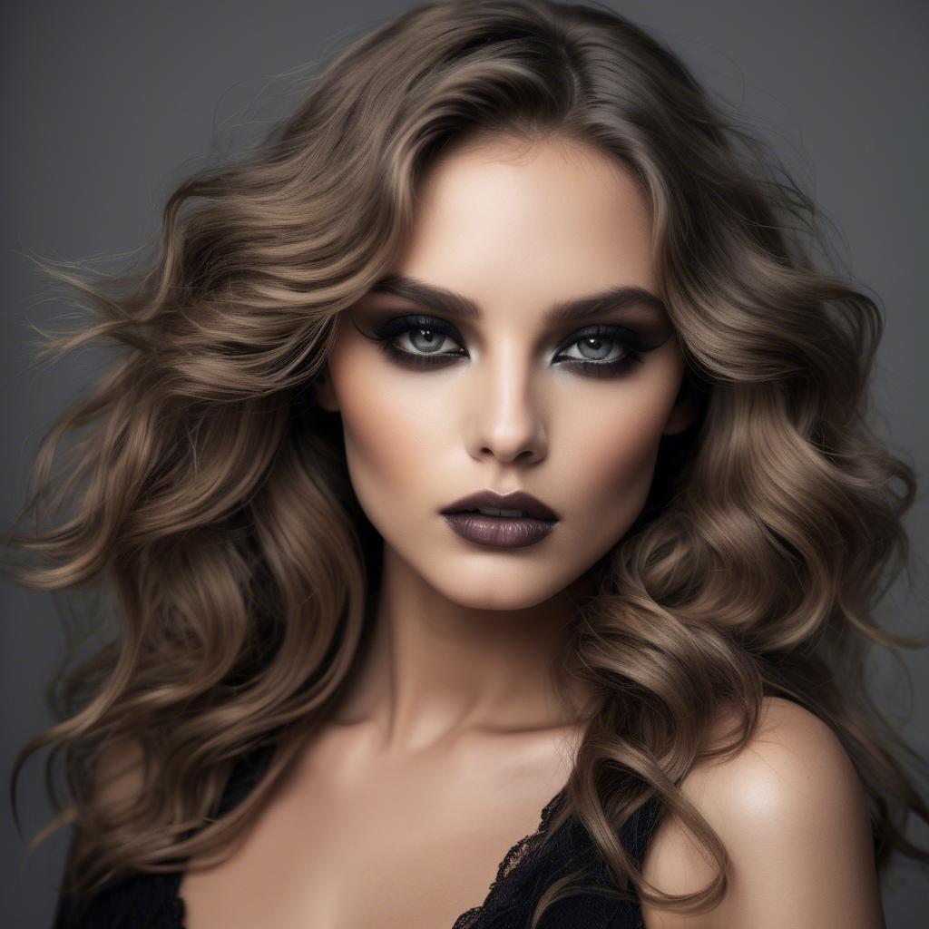 A stunning image of seductive model with smoky eyes and tousled waves.
