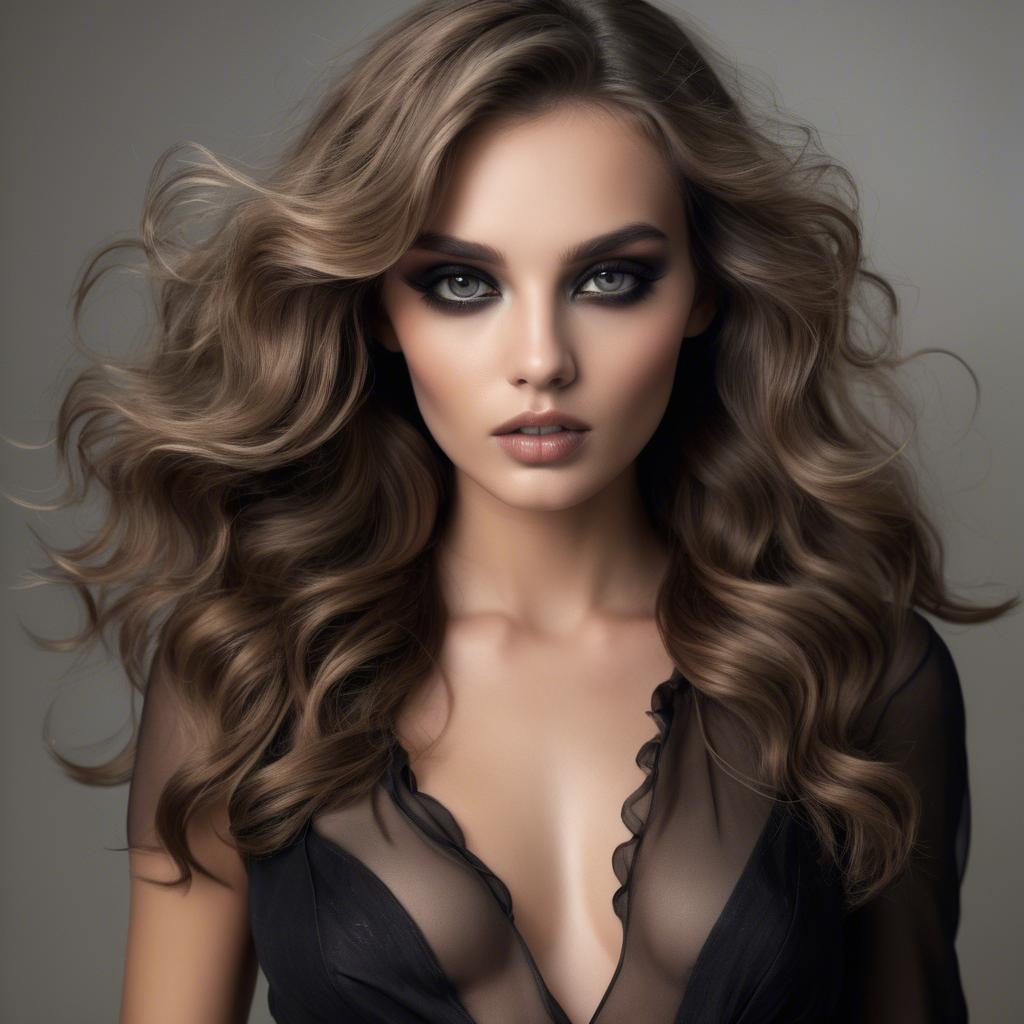 A stunning image of seductive model with smoky eyes and tousled waves.