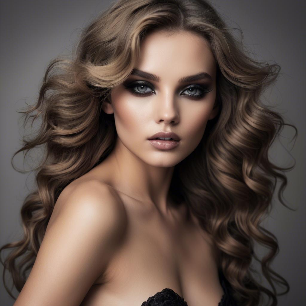 A stunning image of seductive model with smoky eyes and tousled waves.