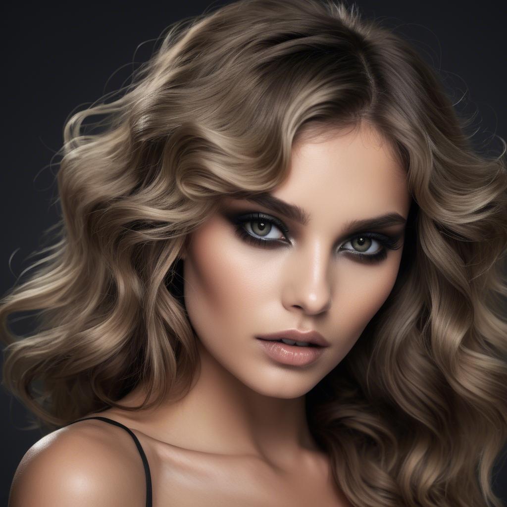 A stunning image of seductive model with smoky eyes and tousled waves.