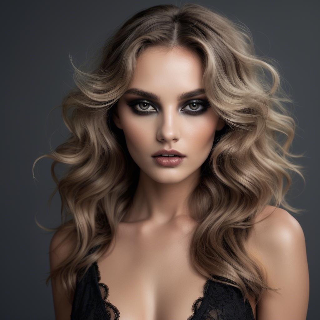 A stunning image of seductive model with smoky eyes and tousled waves.