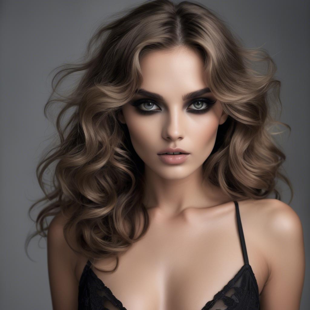 A stunning image of seductive model with smoky eyes and tousled waves.