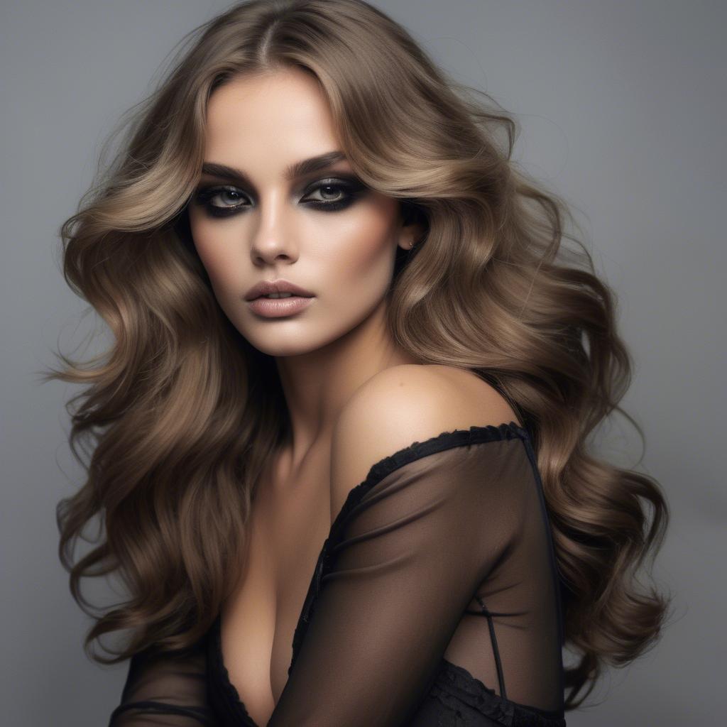 A stunning image of seductive model with smoky eyes and tousled waves.
