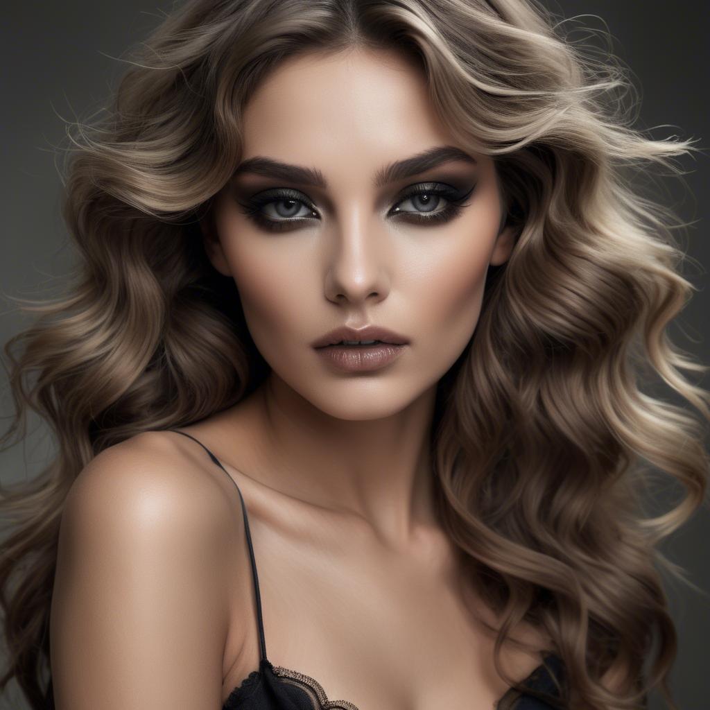 A stunning image of seductive model with smoky eyes and tousled waves.