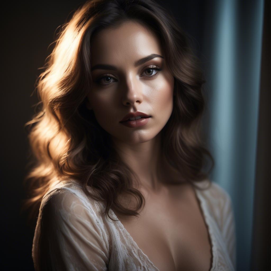 A stunning image of sensual portrait, dramatic lighting and soft focus.