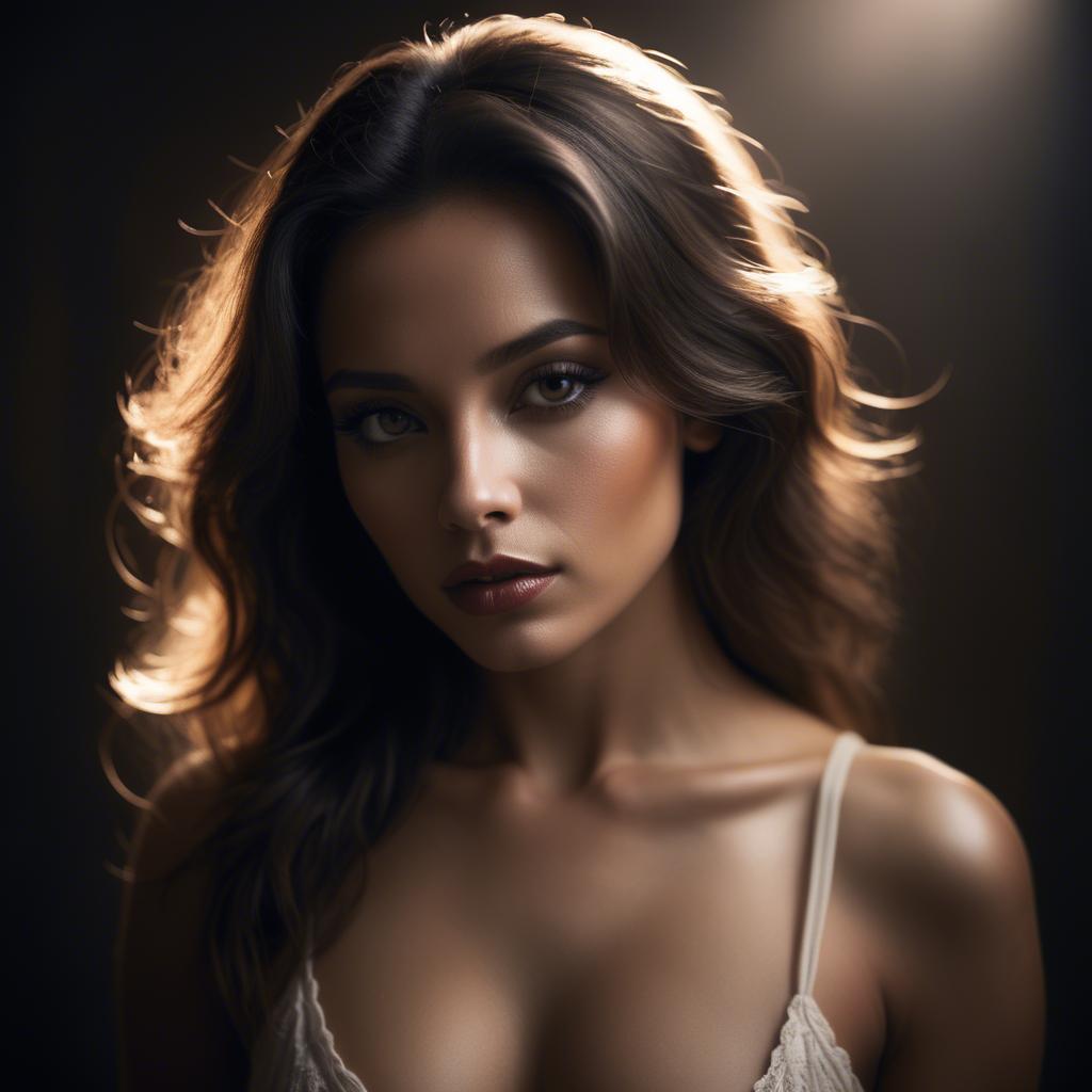 A stunning image of sensual portrait, dramatic lighting and soft focus.