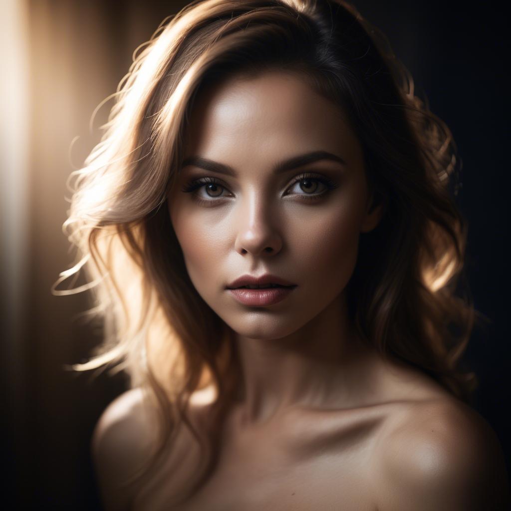 A stunning image of sensual portrait, dramatic lighting and soft focus.