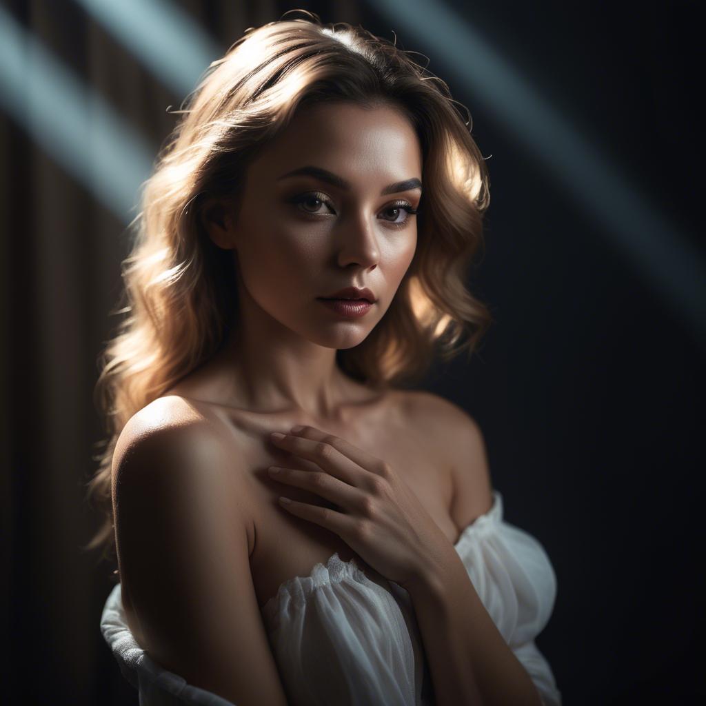 A stunning image of sensual portrait, dramatic lighting and soft focus.