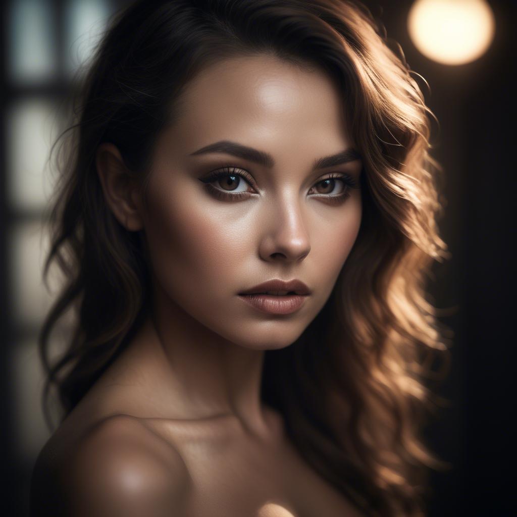 A stunning image of sensual portrait, dramatic lighting and soft focus.