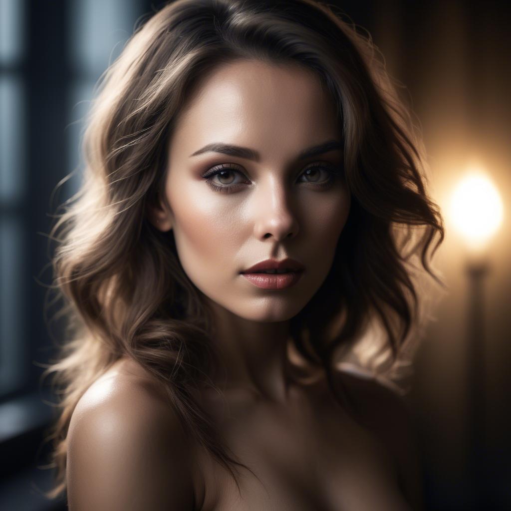 A stunning image of sensual portrait, dramatic lighting and soft focus.