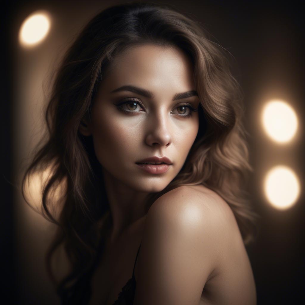 A stunning image of sensual portrait, dramatic lighting and soft focus.