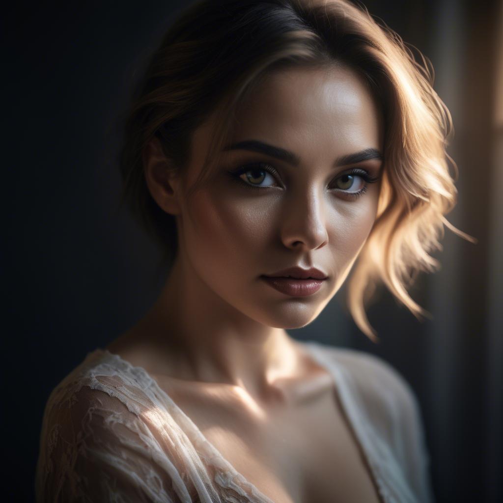A stunning image of sensual portrait, dramatic lighting and soft focus.
