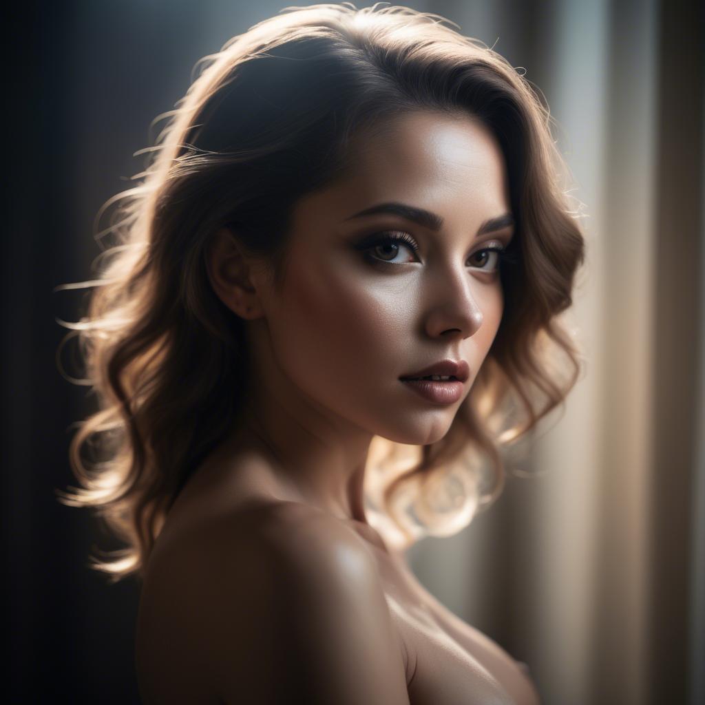A stunning image of sensual portrait, dramatic lighting and soft focus.