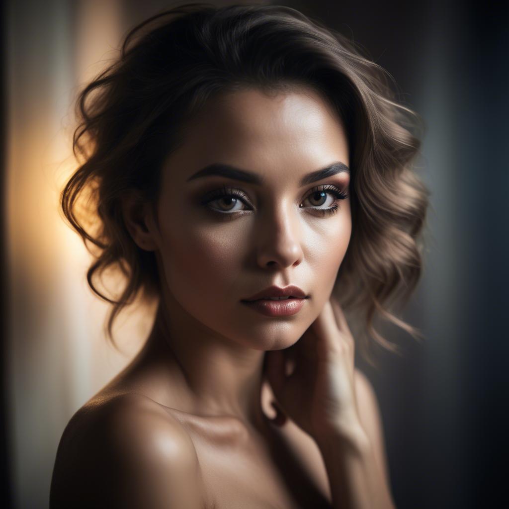 A stunning image of sensual portrait, dramatic lighting and soft focus.