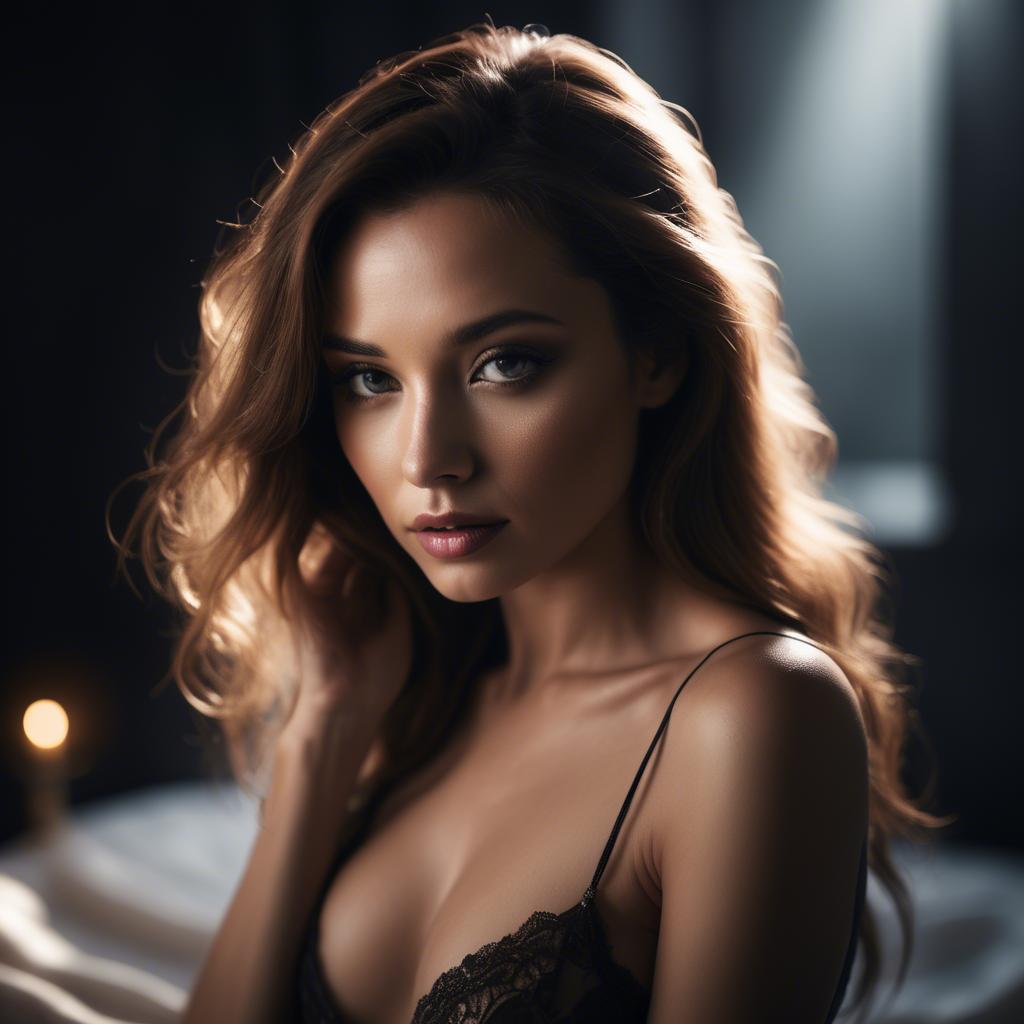 A stunning image of sensual portrait, dramatic lighting and soft focus.