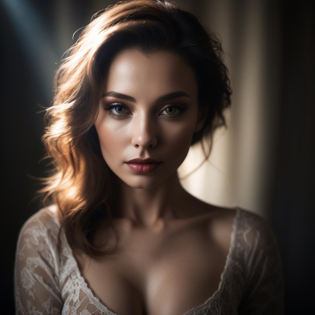 A stunning image of sensual portrait, dramatic lighting and soft focus.