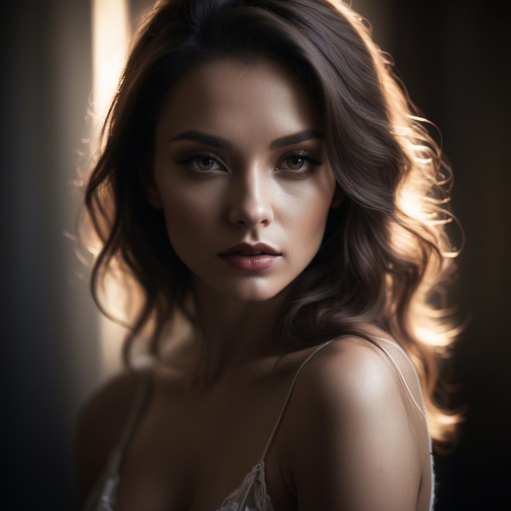 A stunning image of sensual portrait, dramatic lighting and soft focus.