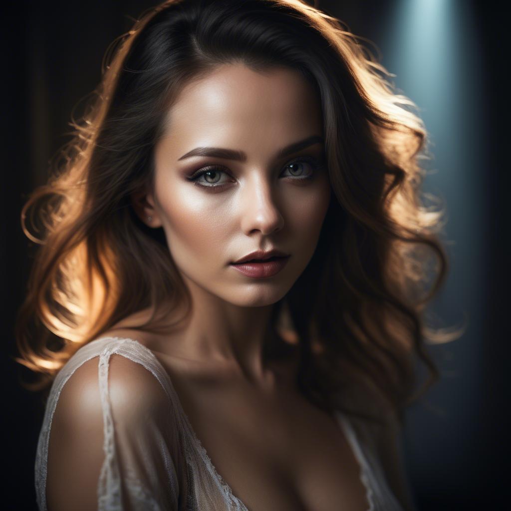 A stunning image of sensual portrait, dramatic lighting and soft focus.