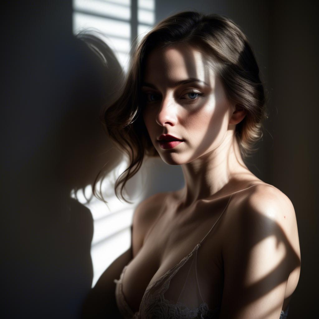 A stunning image of sensual portrait, light and shadow play.