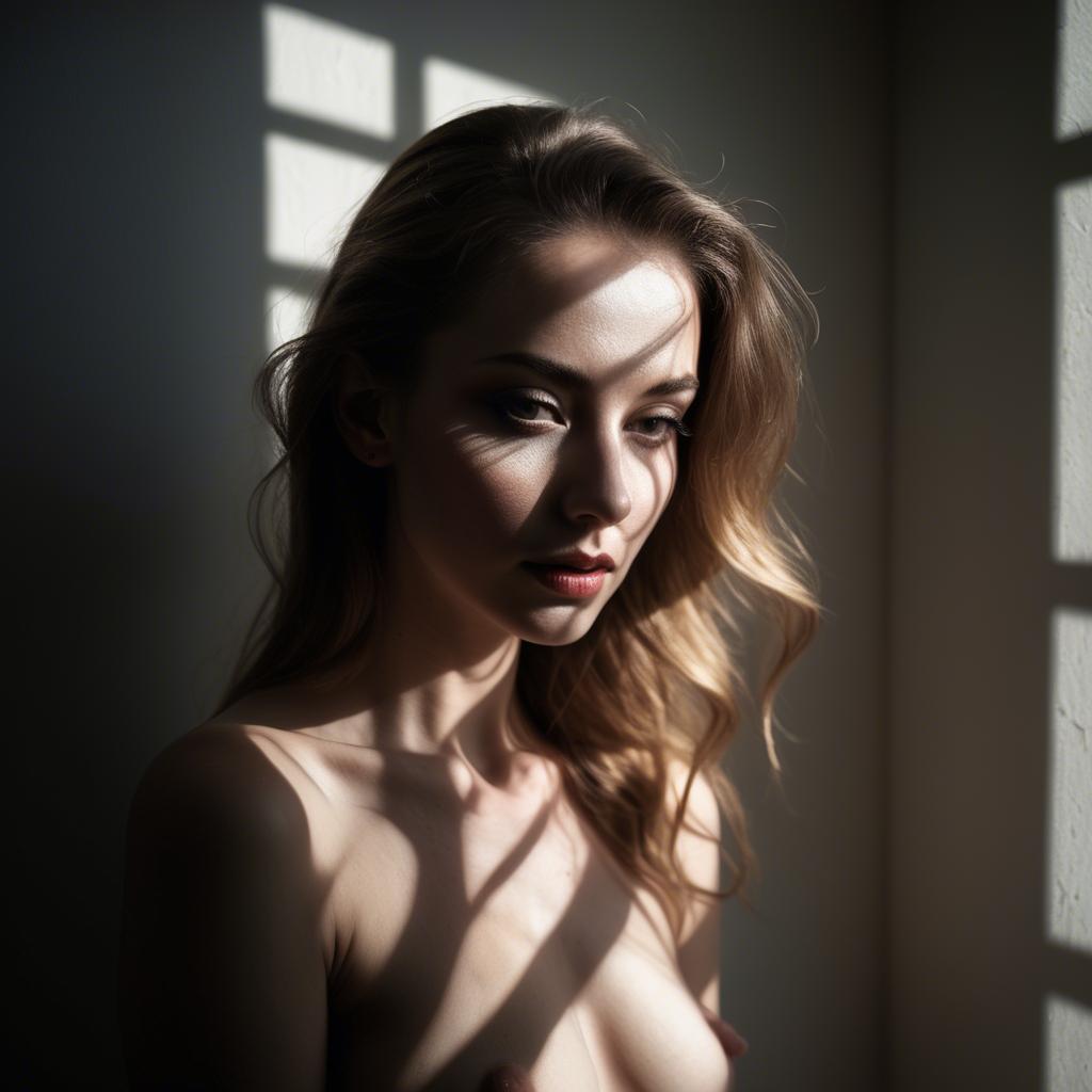 A stunning image of sensual portrait, light and shadow play.