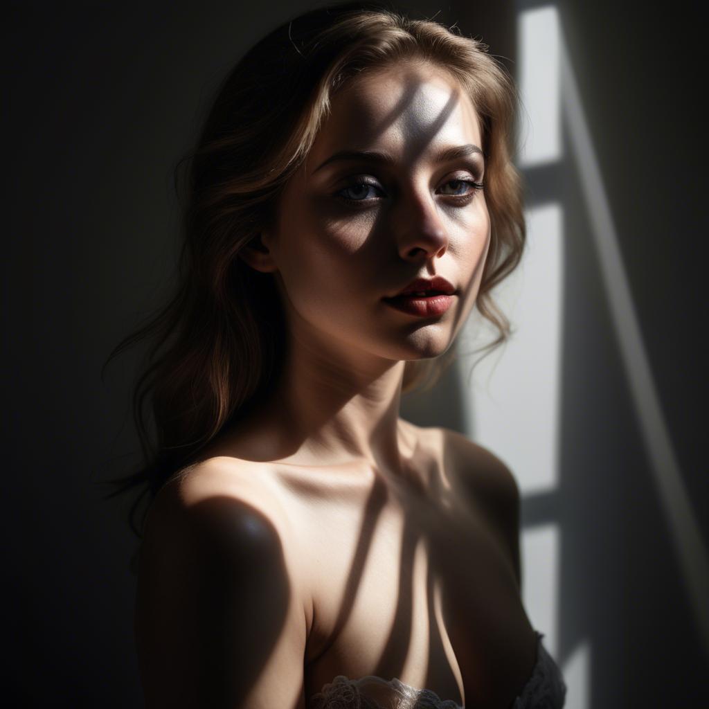 A stunning image of sensual portrait, light and shadow play.