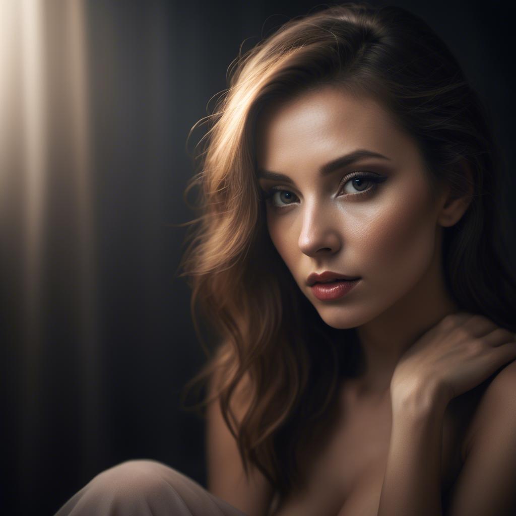 A stunning image of sensual portrait, soft focus and dramatic lighting.