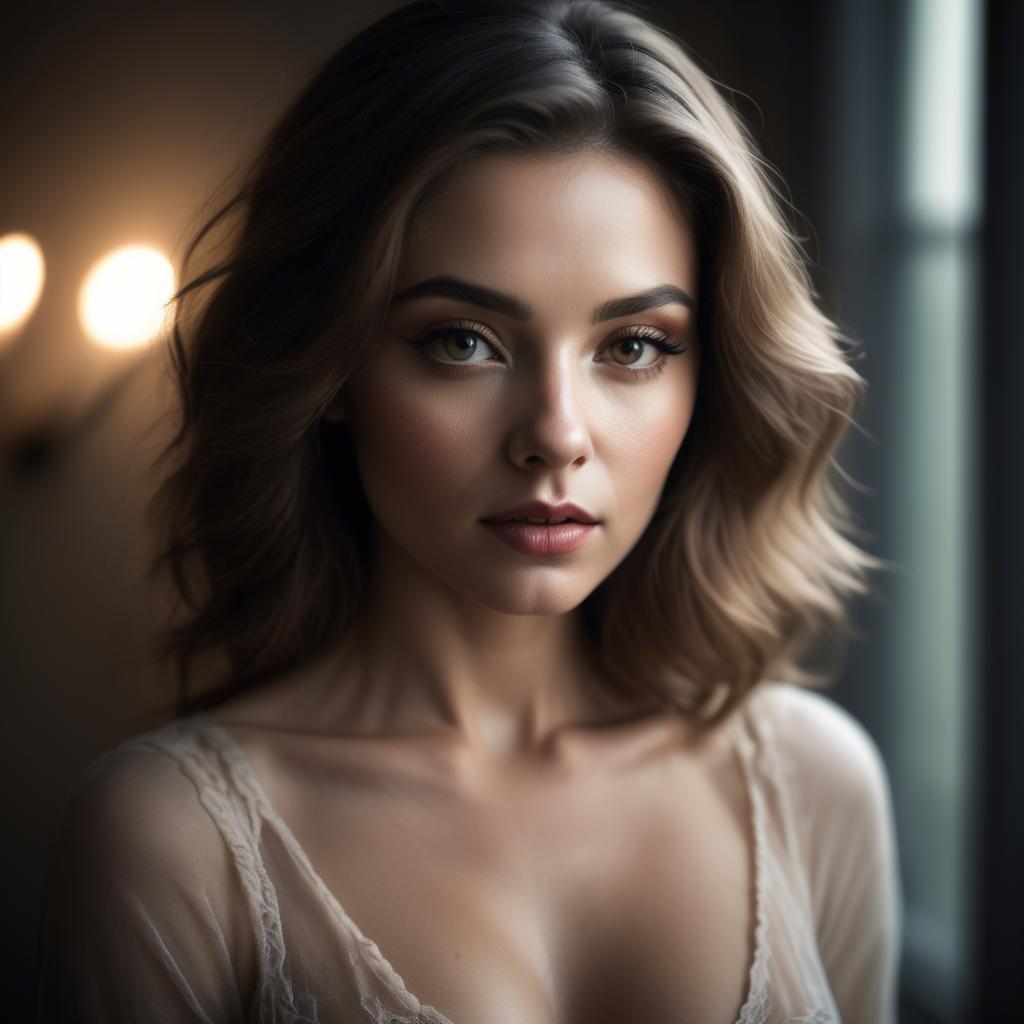 A stunning image of sensual portrait, soft focus and dramatic lighting.